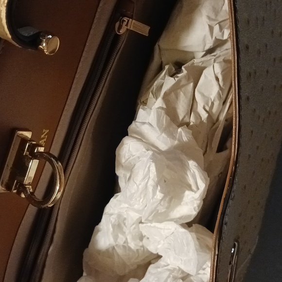 Rare Authentic Rowallan Ostrich Leather Large Handbag Purse Pale Yellow Beige - Picture 5 of 12